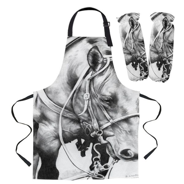 

aprons animal horse kitchen for women bibs household cleaning pinafore home cooking apron