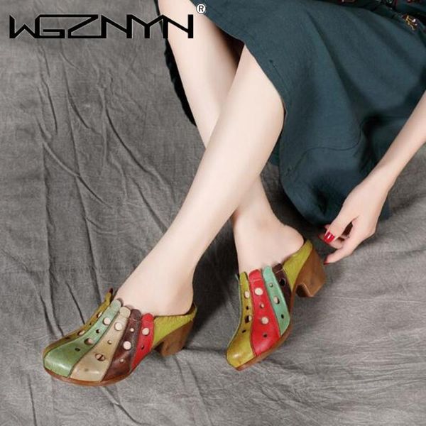 

slippers fashion female genuine leather 2021 summer sewing slides colorful hollow women shoes handmade gladiator sandals, Black