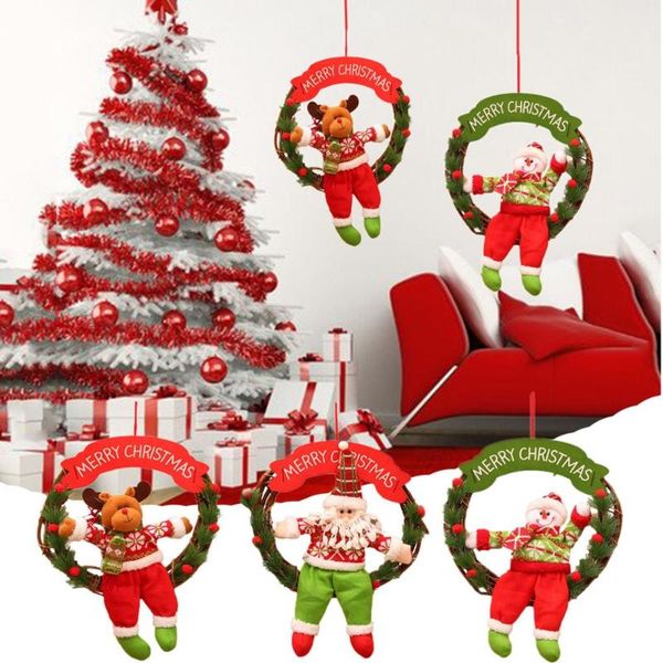 

christmas door garland wooden teether dekoration wreath rattan wreaths decorations guirnalda flores navidad decorative flowers &