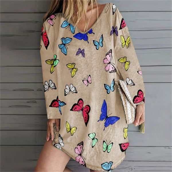 

designer butterfly shirt dresses women cute mini dresses casual long sleeve v neck fashion womens dresses, Black;gray