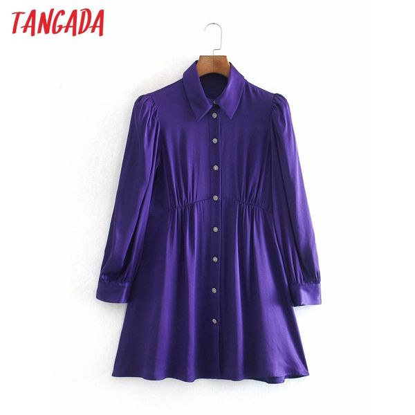 

women purple satin shirt dress long sleeve beading buttons females mini dresses vestidos 2w41 210416, Black;gray