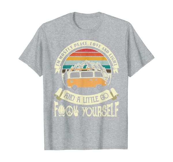 

i'm mostly peace love and light a little go hippie van t-shirt, White;black