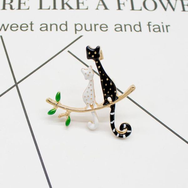 

pins, brooches creative animal brooch dripping oil black and white cat amazon selling men women party jewelry, Gray