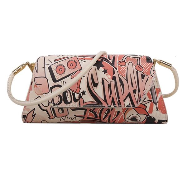 

evening bags trendy fashion personality painted ladies shoulder bag simple large-capacity handbag mobile phone wallet