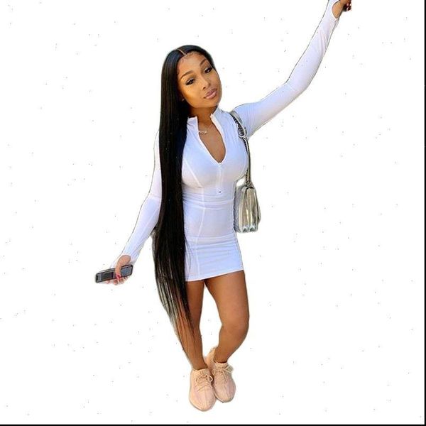 

plus size white clubwear womens dresses long sleeve zippers bodycon mini vestidos ladies summer elegant party outfits, Black;gray