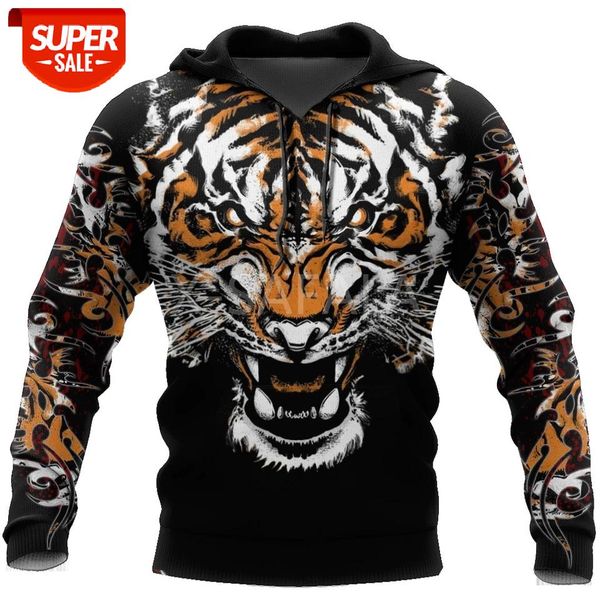 

tiger fighter animal tattoo 3d all print size xs-7xl hoodie man women harajuku outwear zipper pullover sweatshirt casual #rp5r, Black