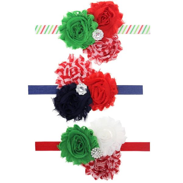 Baby Headbands Feather Tecido gasto Hairbands Meninas Christmas Boutique Flor Cabelo Acessórios Crianças Chiffon Lace Rhinestone Headband