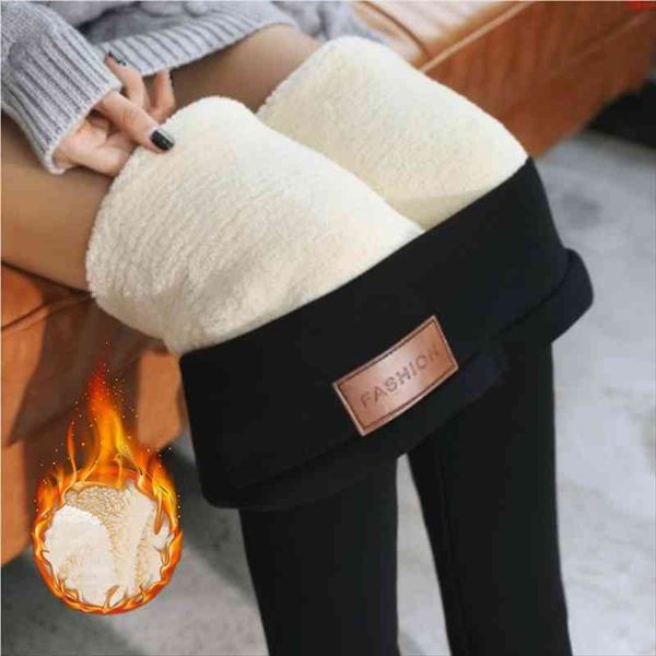 

winter legging velvet keep warm womens capri hight waist casual fleece lined stretchy comfortable plus size female thermal pant, Black;white