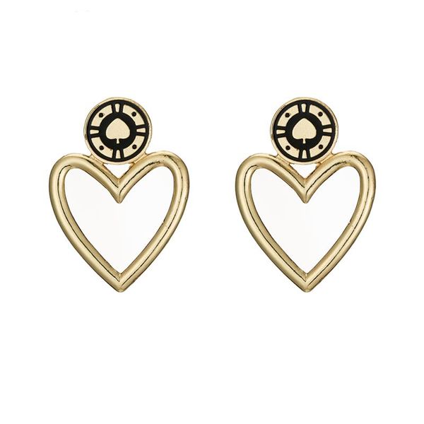 

dangle & chandelier modern women earrings wholesale aesthetic fashion black enamel gold metal hollow heart vintage earring, Silver