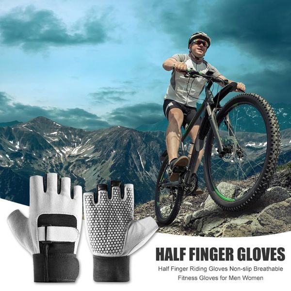 

half finger fitness gloves outdoor riding men women anti slip breathable weight lifting for cycling, Black