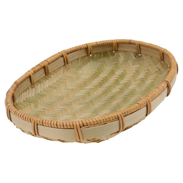 

storage baskets 1pc hand-woven snack pastry basket bamboo woven restaurant biscuit basket(green)