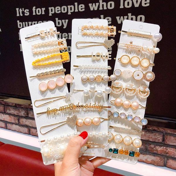 

hair accessories 1set women girls elegant pearls geometric hairpins sweet ornament clips barrettes headwear ins fashion