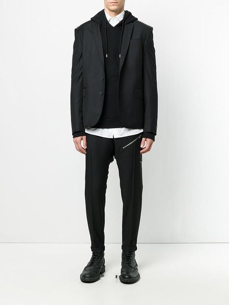 

men's pants casual capris zipper slim fit youth fashion urban trendy style, Black