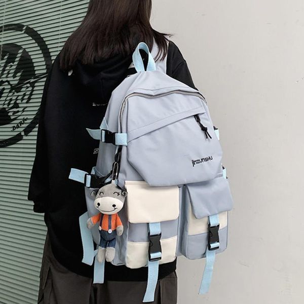 

patchwork backpack waterproof nylon large capacity lapshoulders bagpack female travel girl teenage kawaii cow