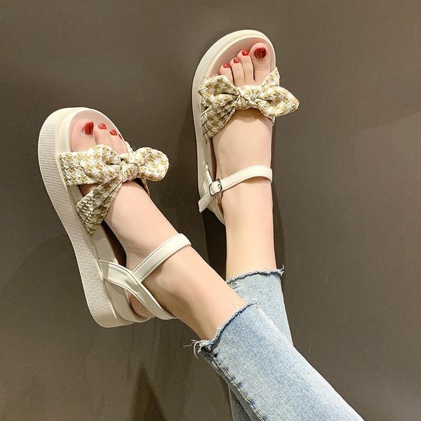 

sandals flat sandal shoe all-match clear heels muffins wedge suit female beige 2021 women's without fashion platform blac, Black