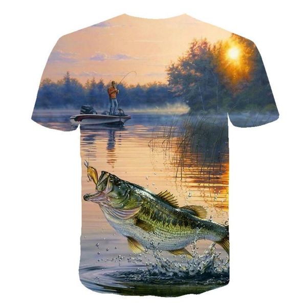 

men's t-shirts summer style fishing casual 3d fish print t-shirt o-neck anime clothing large size 110/6xl, White;black