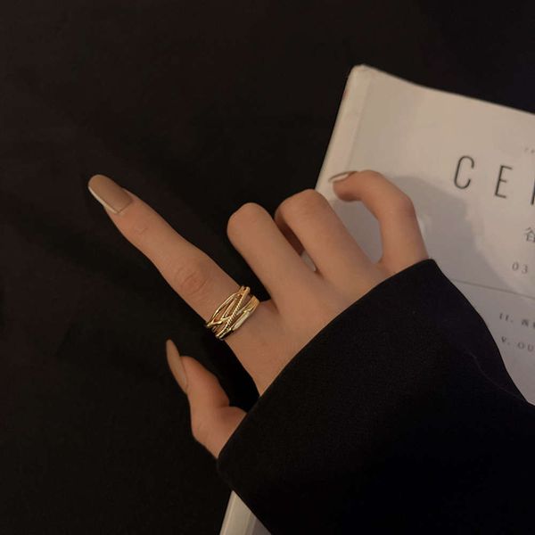 

multi layer cross women's fashion net red light luxury niche index design sense opening ring, Black
