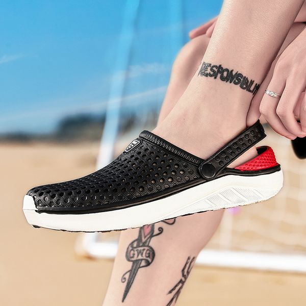 

slippers summer men beach sandals fashion breathable casual outdoor slip on garden shoes sandalias de hombre clogs water hv3g, Black