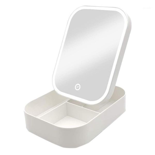 

table makeup mirror case led fill light cosmetic storage box,fold contact control desk organizer for home travel compact mirrors1