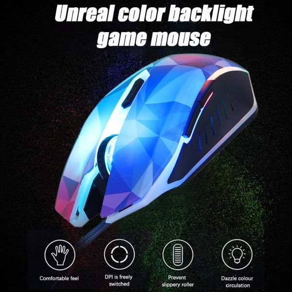 

mice wired mouse 4-speed dpi adjustable symphony backlight led cool diamond version portable poelectric usb computer game