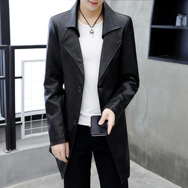 

men's jackets 2021 spring and autumn mid-length trench jacket korean version of the trend casual handsome clothing tide, Black;brown