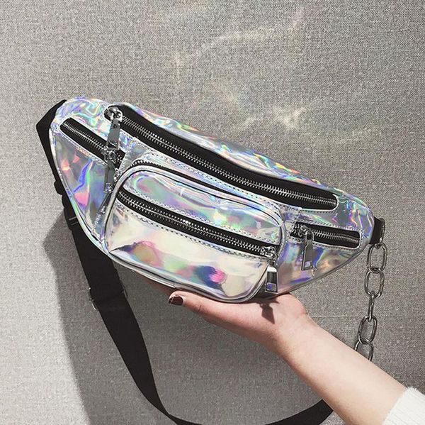 

waist bag women fashion fanny pack belt small cell phone purse for teenager girls laser fabric solid bags