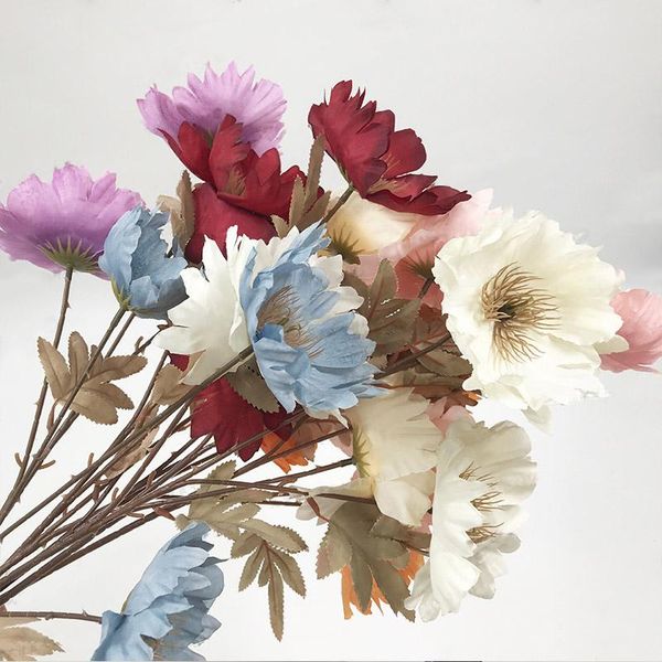 

decorative flowers & wreaths 3heads big poppy artificial silk for wedding party hall decoration diy home festival floral arrangement materia