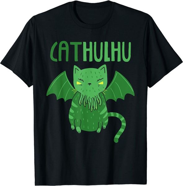 

cathulhu cat cthulhu pun graphic funny t-shirt black s-5xl, White;black