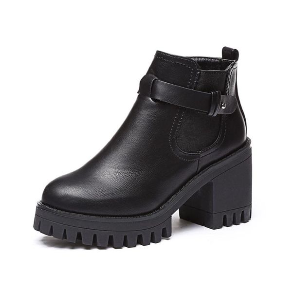 

boots women high heel fashion slip-on zipper pu elastic ankle short, Black