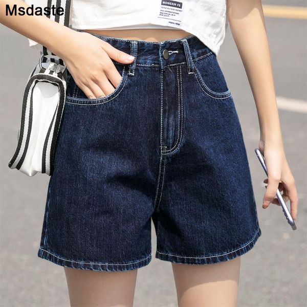 

women's shorts denim jeans short pants summer button pockets streetwear young lady casual female loose fit women, White;black