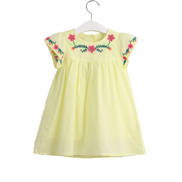 

children's dress summer girl cotton embroidery baby flying sleeve printing casual girls clothes 210515, Red;yellow