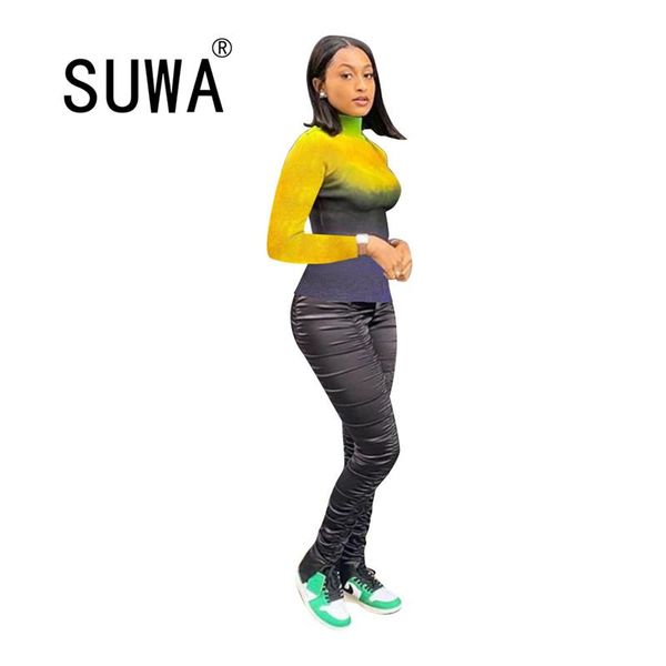 

wholesale women 2021 spring contrast print o-neck t-shirt ladie casual fashion long sleeve loose female clothing t-shirts women's, White