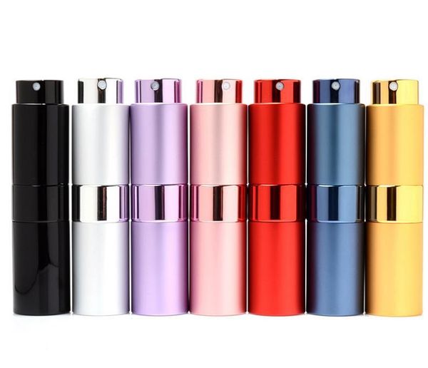 

100pcs/lot 15ml rotate refillable perfume bottle mini traveler aluminum spray atomizer empty bottles sn123 storage & jars