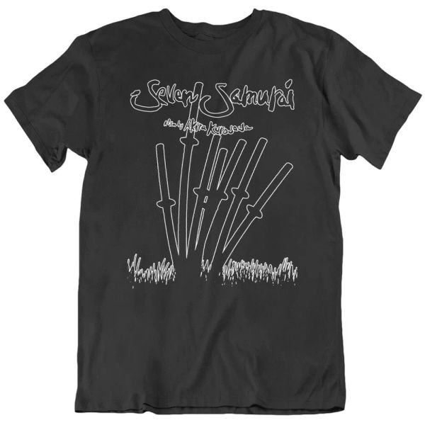 

seven samurai akira kurosawa japanese movie t shirt, White;black