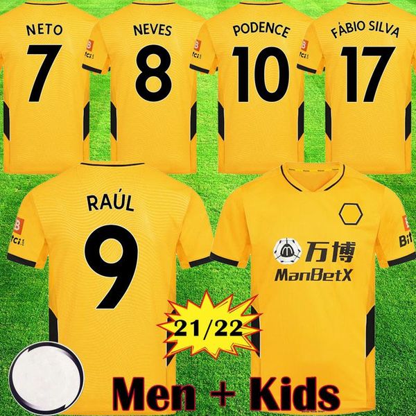 

21 22 wolves soccer jerseys wanderers 2021 2022 neves raul adama fÃ¡bio silva podence otto cutrone football shirt gibbs white men uniforms, Black;yellow
