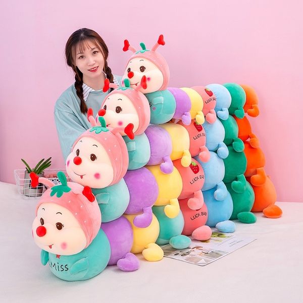 

rainbow strawberry caterpillar plush toy new cute girl bed gift valentine's day confession doll