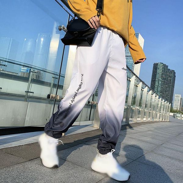 

men's pants male trousers hip hop long jogger stylish loose elastic waist, Black