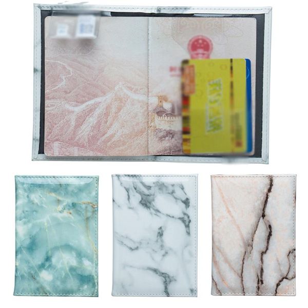 

card holders portable marble pu business women men's travel passport cover wallet protector case for, Brown;gray
