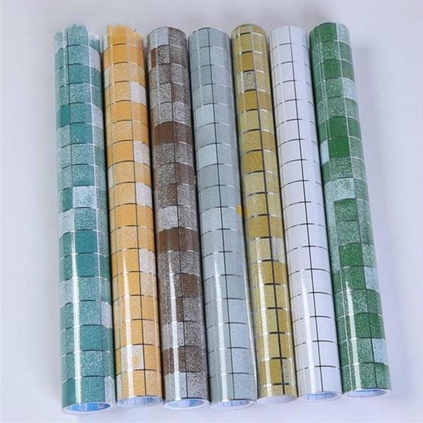 

wallpapers mosaic self-adhesive kitchen oil decorative film bathroom wall sticker balcony waterproof wallpaper aluminum foil tiles stickers