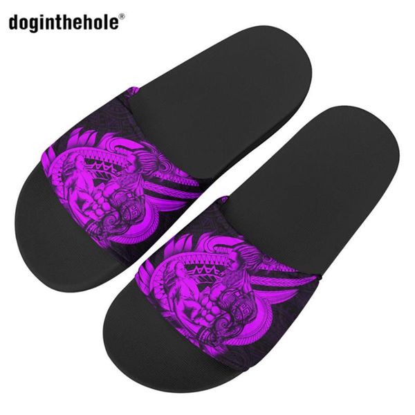

doginthehole couple summer fashion slippers pohnpei print women non-slip sandals men outdoor bath flip flops shoes, Black