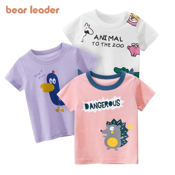 

baby girls cartoon animal print t-shirts fashion summer kids girl casual tees children cute clothing 2-7 years 210429, Blue
