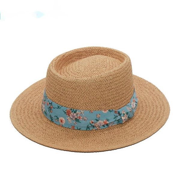 

wide brim hats wholesale fashion flower ribbon sun for women summer panama beach ladies concave protection visor, Blue;gray