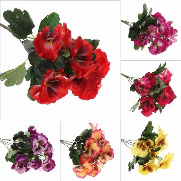 

1pc 5 head artificial flowers handmade simulation plant bunch pansy flower party/wedding banquet decoration fake decorative & wreaths