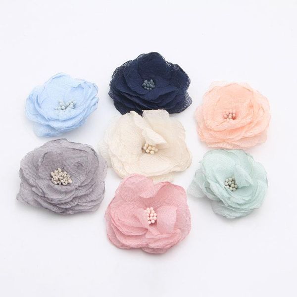 

savica 5pcs/lot 5.5cm mix chiffon artificial flowers for headdress wedding decor diy scrapbook crafts flores accessories lx416 decorative &