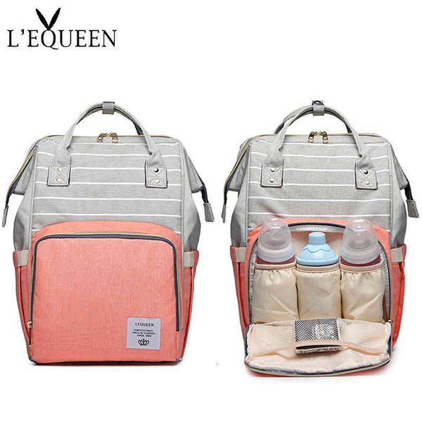 

lequeen upgraded new mommy bag multifunctional backpack large capacity fashion mother and baby out, Blue;pink