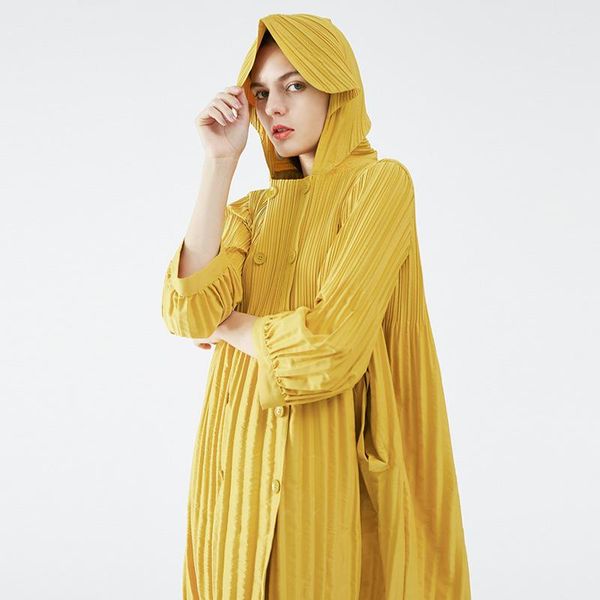 

women's trench coats 2021 fashion fold autumn korea loose coat in the long double breasted woman, Tan;black