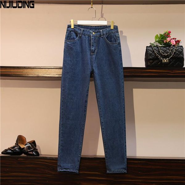 

women's jeans xl-5xl large size wide leg 2021 spring summer plus loose casual high waist denim pants, Blue