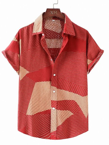 

men striped print contrast panel shirt w80d#, White;black