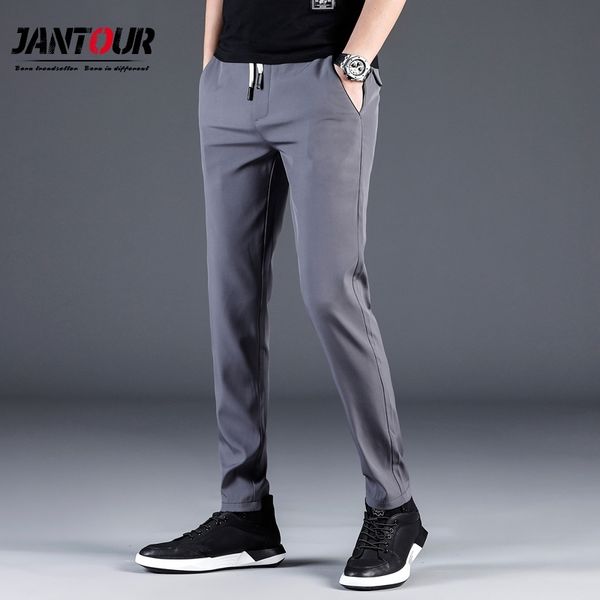 Pantaloni estivi Mens Skinny Stretch Pantaloni casual coreani Slim Fit Chino Elastico in vita Pantaloni da jogging Pantaloni maschili sottili 210406