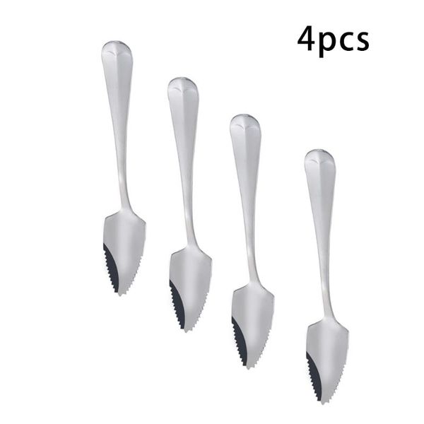 

dinnerware sets 4pcs fruit spoon stainless steel handle jagged with tooth edge for home kitchen scraping colorful rainbow teaspoon